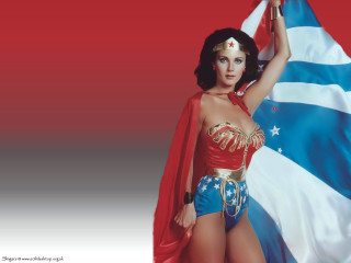 Woman bikini cape flag pose - a flag free wallpaper