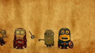 Cartoon characters standing line brown - a line free wallpaper