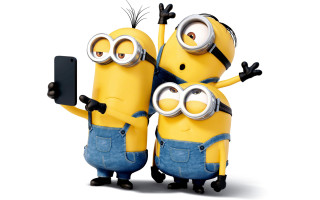 Minions arms up cellphone holding - selfie free wallpaper for desktop