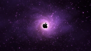 Apple logo purple space stars - an apple logo free wallpaper