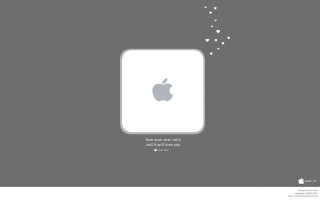 White apple logo hearts flying - a white apple logo free wallpaper