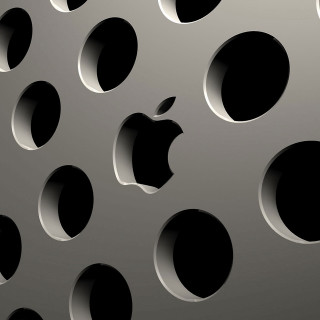 Metal surface holes apple logo - ray free wallpaper for tablet