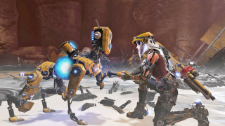 Robots desert rocks snow group - a group of robots free wallpaper