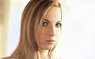 Woman blonde hair blue eyes 12 - shaded free wallpaper