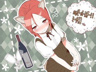 Girl red hair wine bottle - aya goda free wallpaper