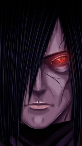 Man red eyed black hair - a black collar free wallpaper for mobile