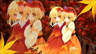 Anime girls forest leaves red - the other girl free wallpaper for desktop