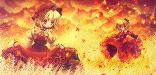 Anime characters field fire stars - synthetism free wallpaper for desktop