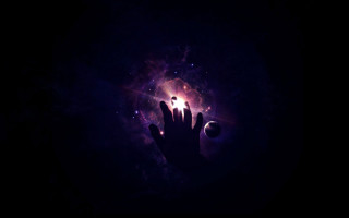 Hand reaching light dark sky - cosmic free wallpaper