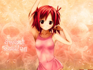 Girl red hair pink dress 2 - smiling free wallpaper