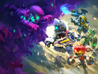 Cartoon characters game purple background - a game free wallpaper