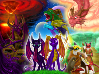 Cartoon characters colorful sky dragon - a colorful sky free wallpaper