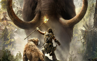 Man spear mammoth forest dog - a spear free wallpaper