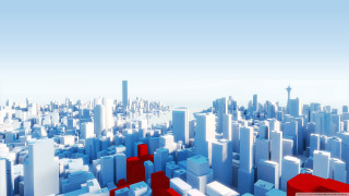 Tall buildings city red arrow - a red arrow free wallpaper