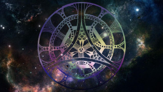 Psychedelic symbol galaxy background stars - cosmic free wallpaper