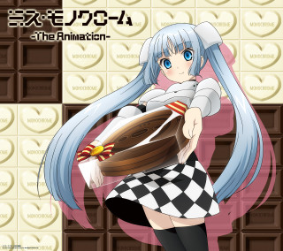 Girl blue hair basket chocolates - a screenshot free wallpaper for tablet