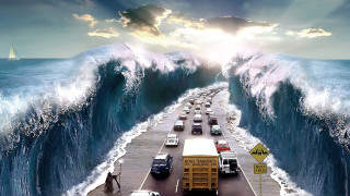 Crashing wave road cars person 2 - car free wallpaper for desktop