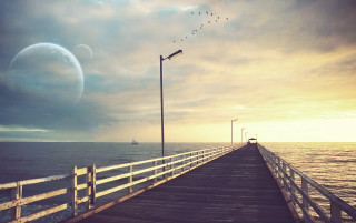 Pier light pole boat water - a light pole free wallpaper