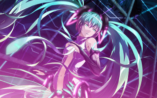 Blue hair purple dress starry - angel free wallpaper