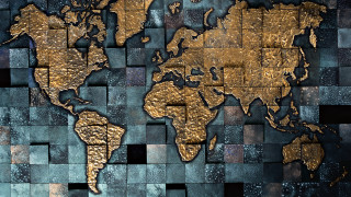 World map tile wall gold - technique free wallpaper