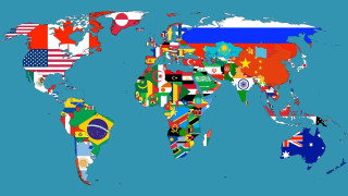 World map flags blue background - a white border free wallpaper