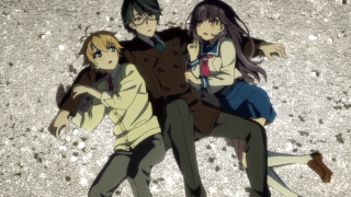 Group people snow field gun - one person holding free wallpaper