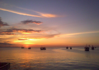 Boats sunset water clouds dawn - basuki abdullah free wallpaper