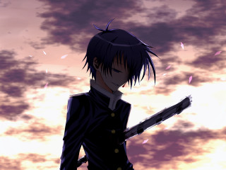 Man sword cloudy sky birds - a sword in front free wallpaper