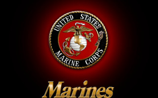 Marine emblem red background gold 2 - marine free wallpaper