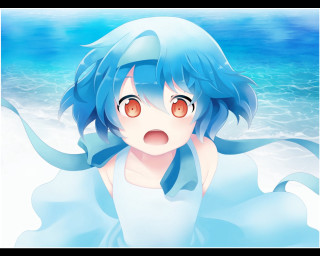 Girl blue hair blue dress 2 - ocean free wallpaper