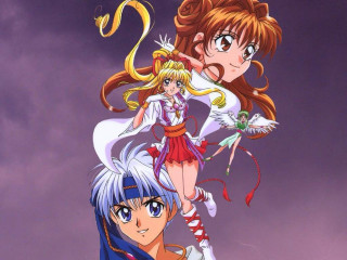 Anime characters cloudy sky background - serial art free wallpaper