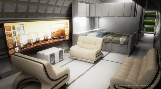 Futuristic room tv couches bed - a television free wallpaper