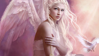 White dove fantasy angel wings - a painting of a woman free wallpaper