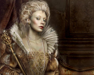 Woman dress sword white hairdo - digital painting free wallpaper