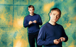 Two boys green background yellow - fine free wallpaper for desktop