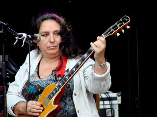 Woman guitar stage microphone stand - a stage free wallpaper