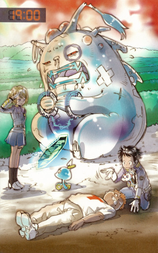 Cartoon person lying giant animal - the ground next free wallpaper for mobile