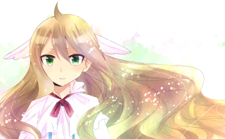 Girl greeneyes flowinghair starrybackground anime - a white collar free wallpaper for desktop