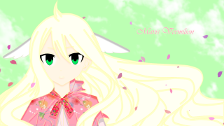 Girl longwhitehair greeneyes pinkoutfit bow - a pink outfit free wallpaper