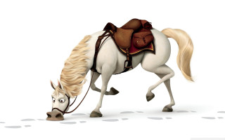 White horse saddle brown bag - a white surface free wallpaper