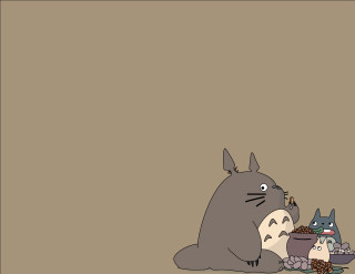 Totoro eating food cat sitting - ghibli free wallpaper