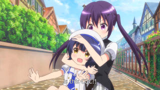 Anime couple street buildings trees - the background and trees free wallpaper