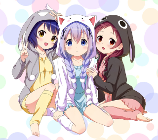 Anime girls cat dog sitting - a cat free wallpaper for tablet