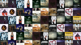 Collage album covers red dress - beautiful composition free wallpaper