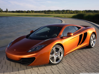 Orange sports car lake brick - a brick road next free wallpaper