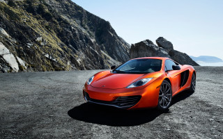 Orange sports car dirt mountain - nice looking orange sports car free wallpaper