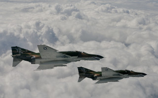 Military jets flying sky clouds 6 - two military jet free wallpaper