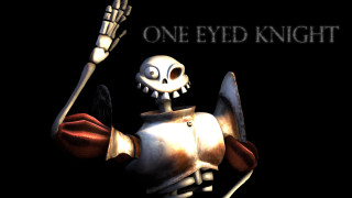 Skeleton knife fork one eyed - a skeleton holding free wallpaper