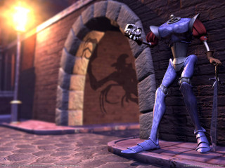 Cartoon character sword stone wall - a doorway free wallpaper