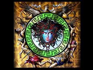 Woman green circle birds neck - a golden background free wallpaper